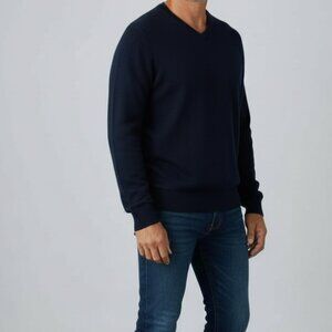 Vince Wool Cashmere Crew Neck Sweater Blue Men's L Luxury Blend 70/30 ✨